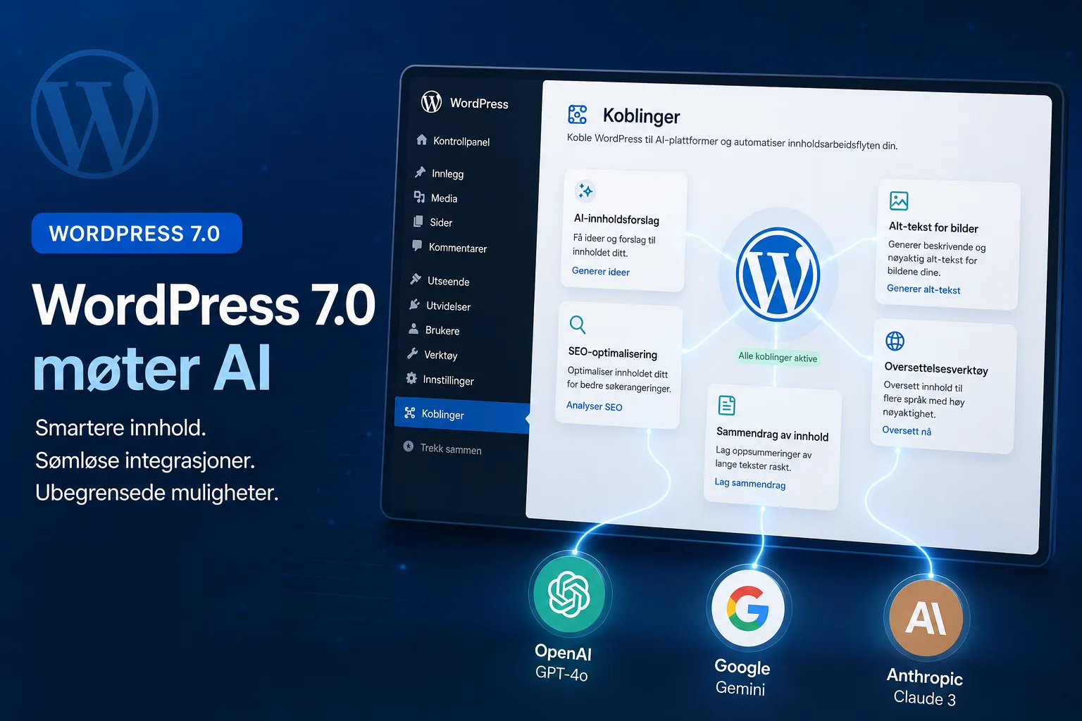 WordPress 7.0 kobler seg på AI